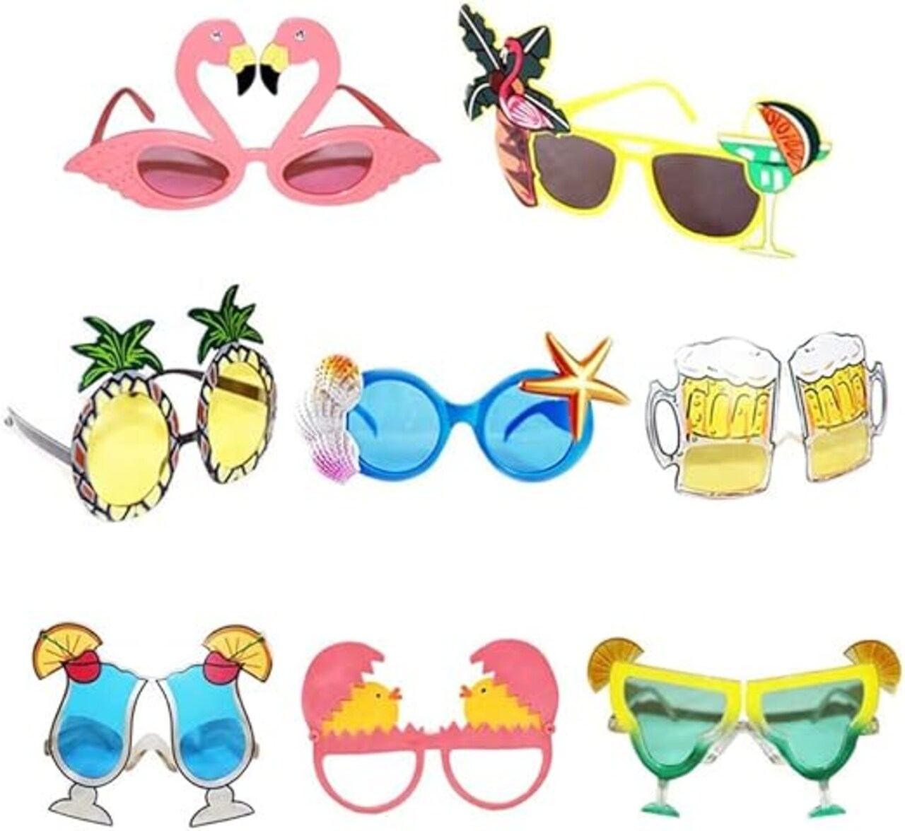 Creative Hawaiian Tropical Sunglasses - 8 Pack Luau Fancy Dress Party Supply